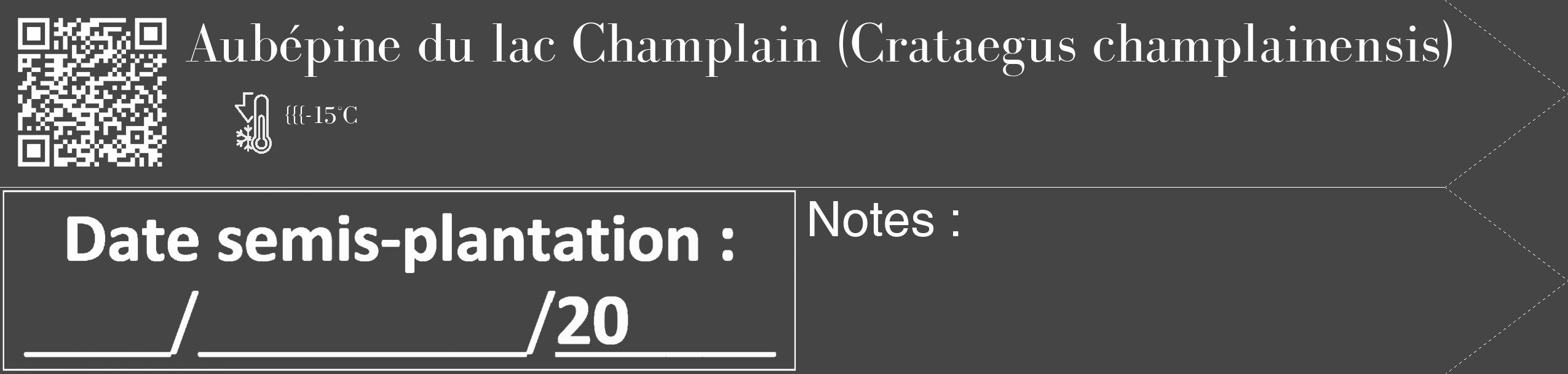 Étiquette de : Crataegus champlainensis - format c - style blanche58_simple_simplebod avec qrcode et comestibilité
