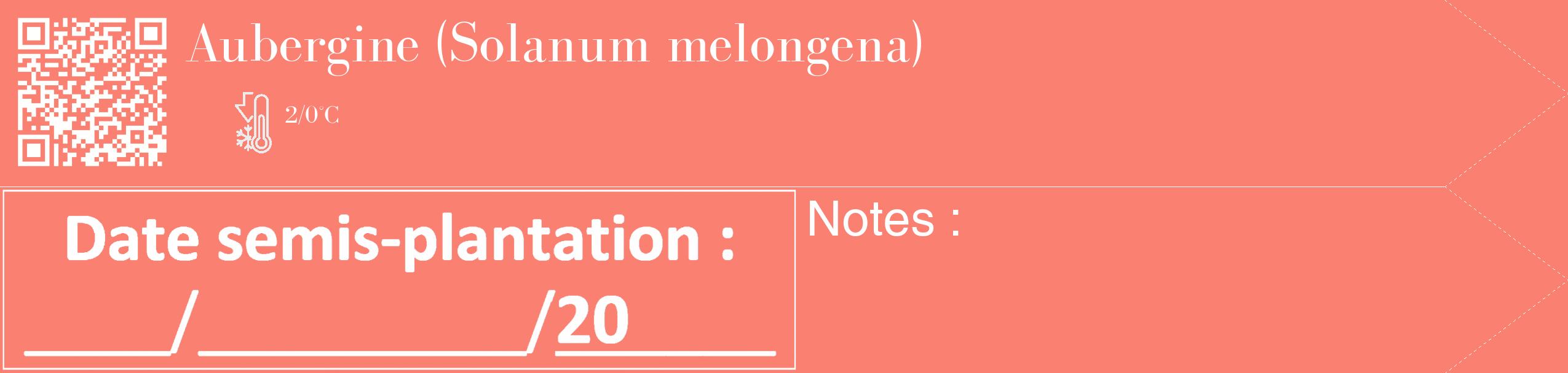 Étiquette de : Solanum melongena - format c - style blanche38_simple_simplebod avec qrcode et comestibilité