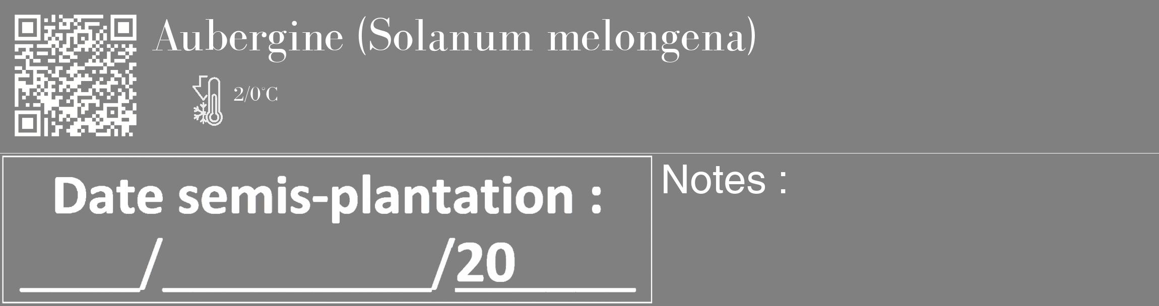 Étiquette de : Solanum melongena - format c - style blanche57_basique_basiquebod avec qrcode et comestibilité