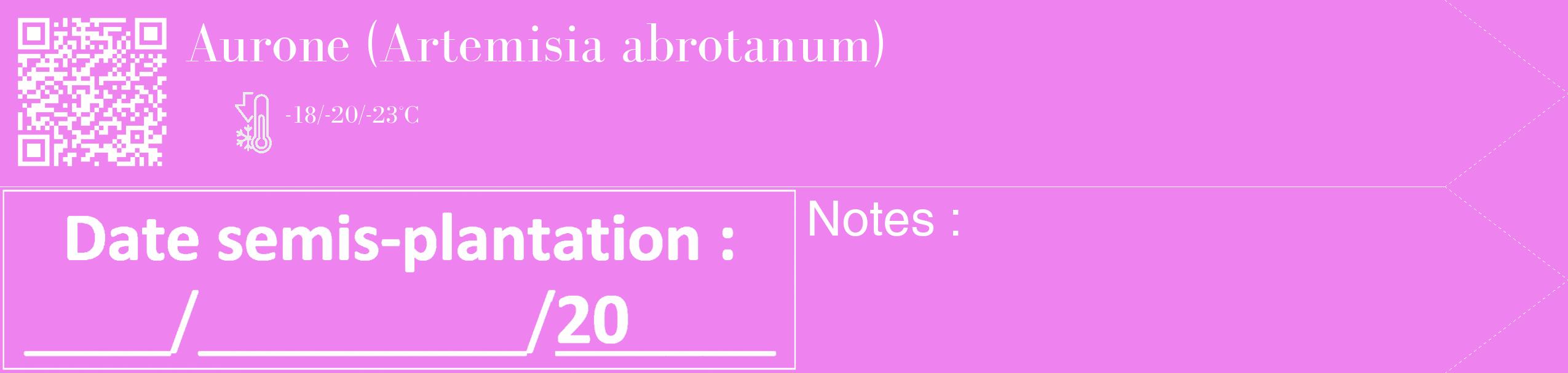 Étiquette de : Artemisia abrotanum - format c - style blanche53_simple_simplebod avec qrcode et comestibilité