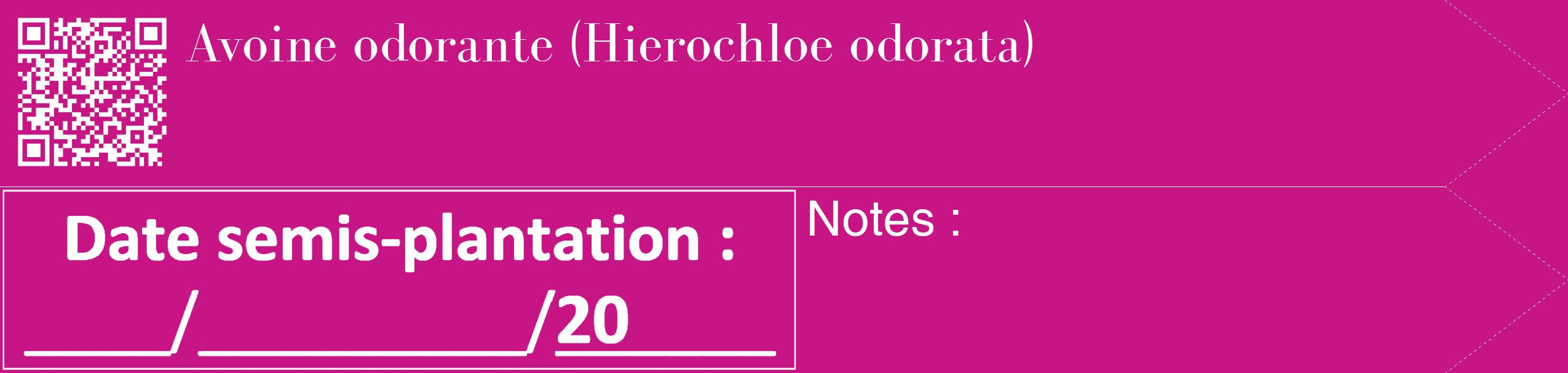 Étiquette de : Hierochloe odorata - format c - style blanche45_simple_simplebod avec qrcode et comestibilité
