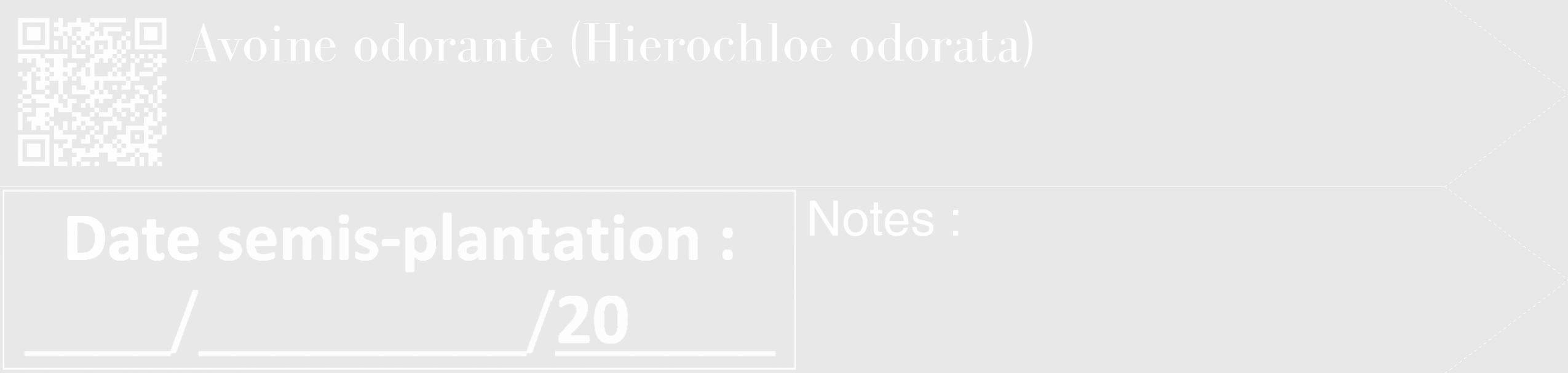 Étiquette de : Hierochloe odorata - format c - style blanche55_simple_simplebod avec qrcode et comestibilité