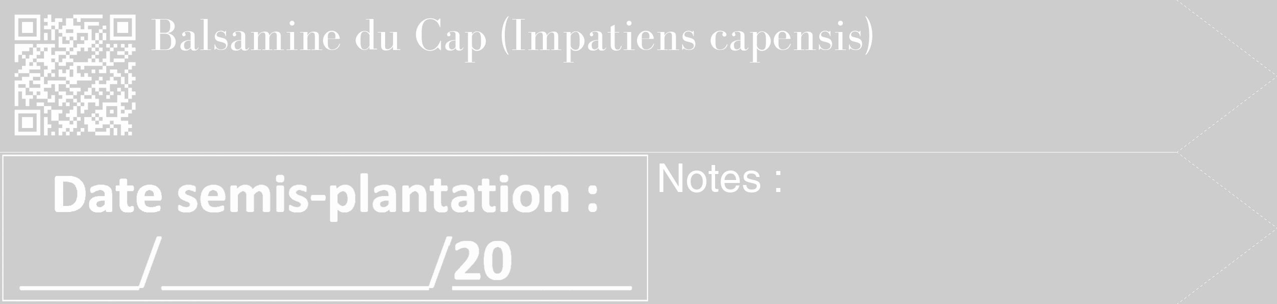 Étiquette de : Impatiens capensis - format c - style blanche41_simple_simplebod avec qrcode et comestibilité