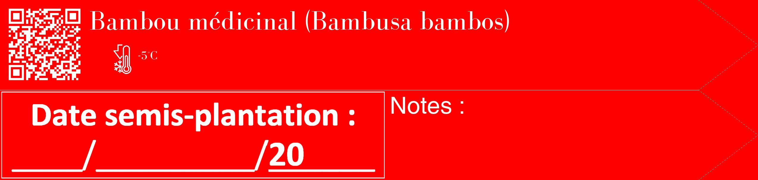 Étiquette de : Bambusa bambos - format c - style blanche27_simple_simplebod avec qrcode et comestibilité