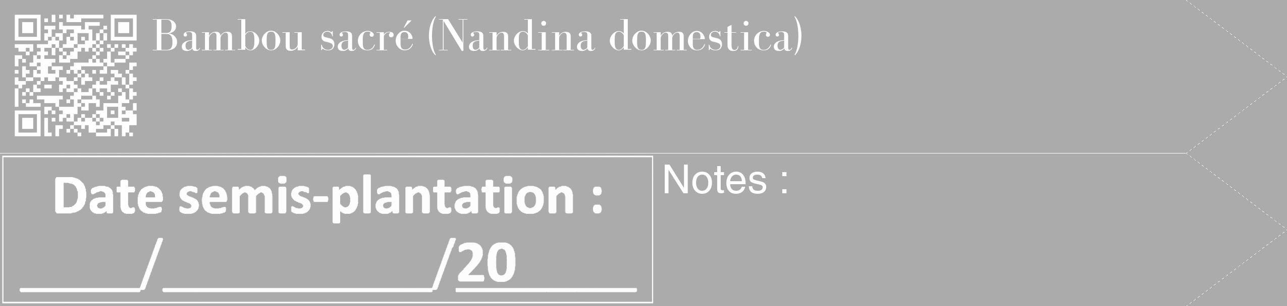 Étiquette de : Nandina domestica - format c - style blanche37_simple_simplebod avec qrcode et comestibilité