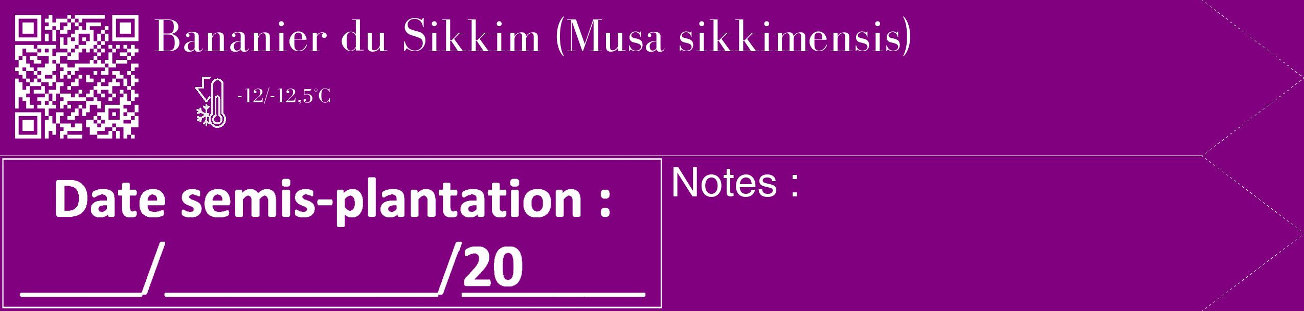 Étiquette de : Musa sikkimensis - format c - style blanche46_simple_simplebod avec qrcode et comestibilité