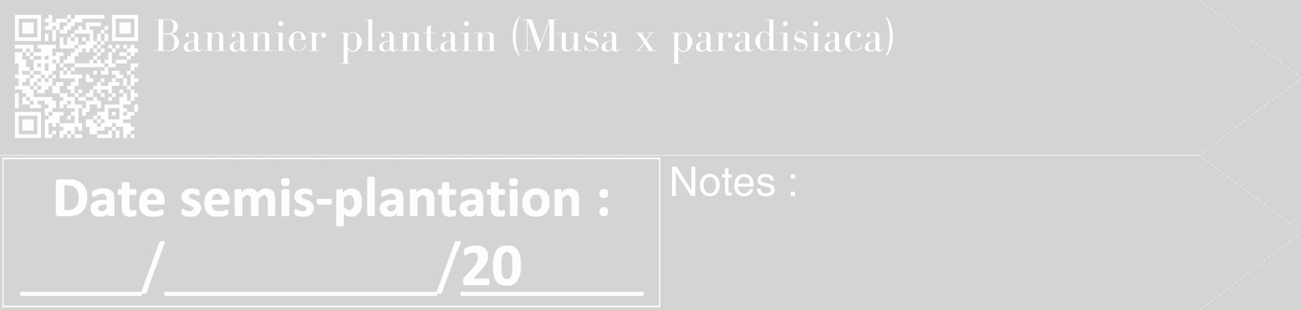 Étiquette de : Musa x paradisiaca - format c - style blanche40_simple_simplebod avec qrcode et comestibilité
