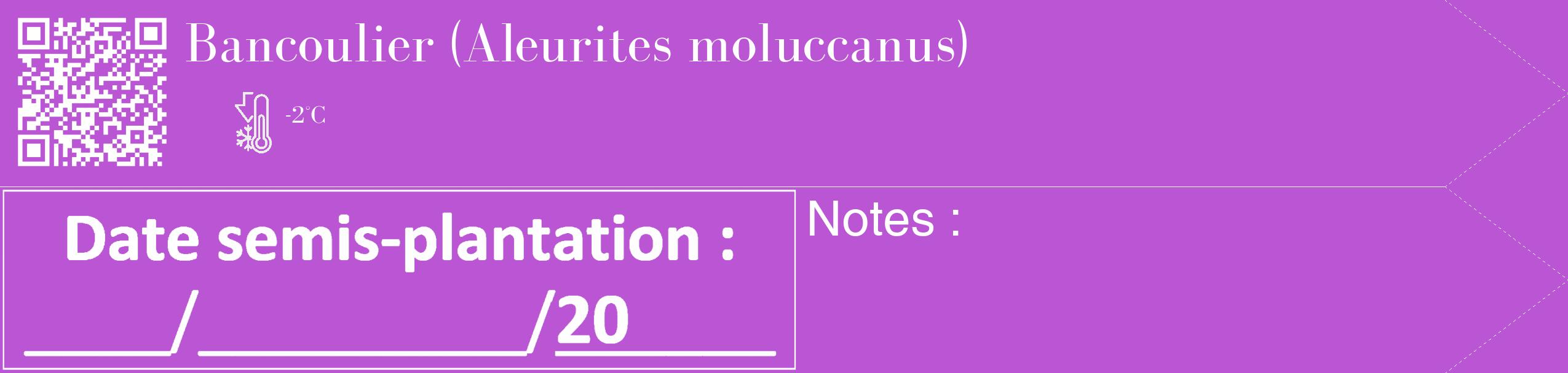 Étiquette de : Aleurites moluccanus - format c - style blanche50_simple_simplebod avec qrcode et comestibilité