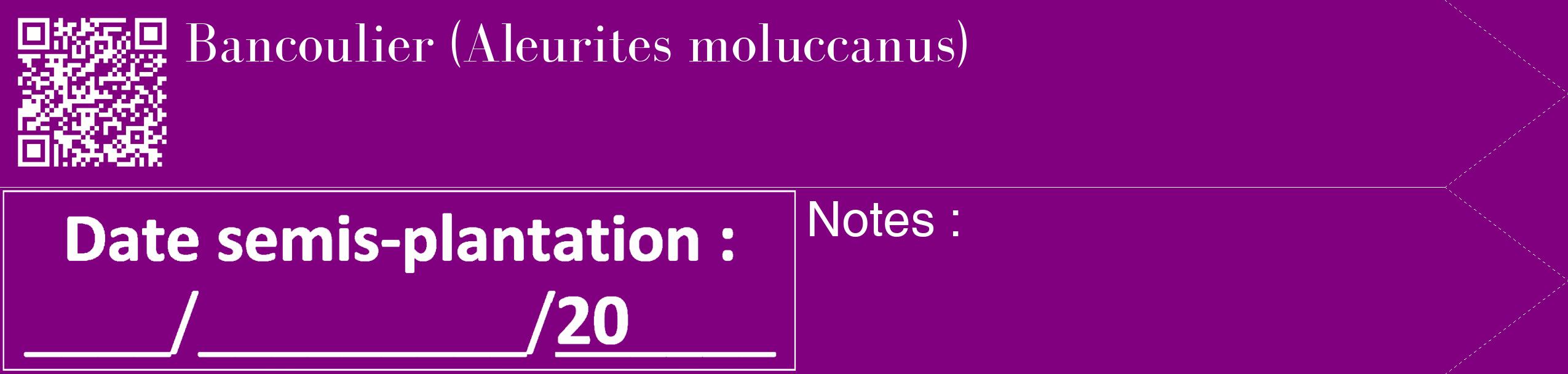 Étiquette de : Aleurites moluccanus - format c - style blanche46_simple_simplebod avec qrcode et comestibilité