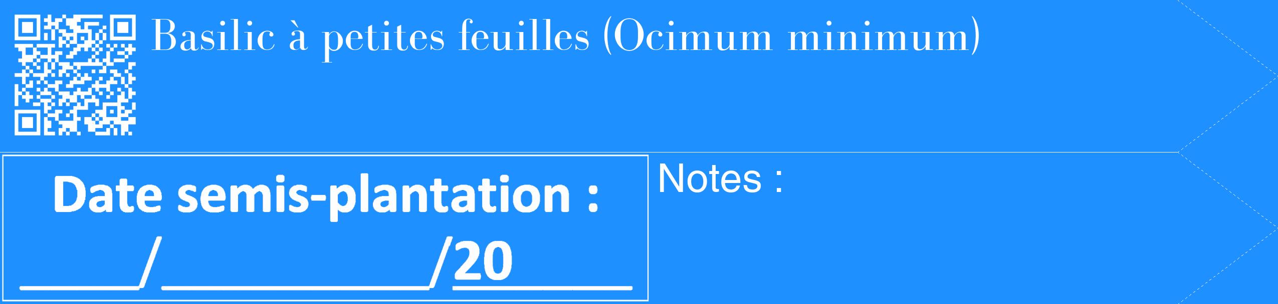 Étiquette de : Ocimum minimum - format c - style blanche3_simple_simplebod avec qrcode et comestibilité