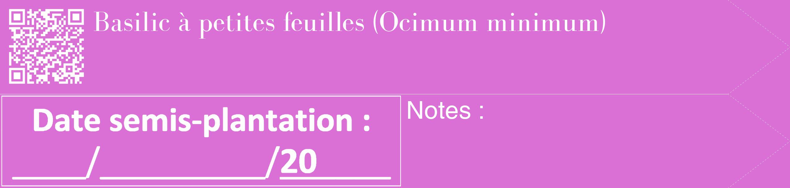 Étiquette de : Ocimum minimum - format c - style blanche52_simple_simplebod avec qrcode et comestibilité