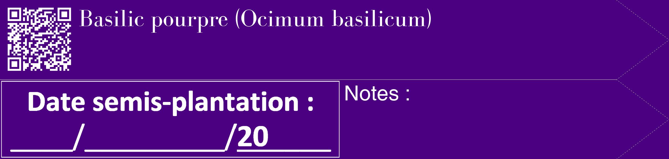 Étiquette de : Ocimum basilicum - format c - style blanche47_simple_simplebod avec qrcode et comestibilité