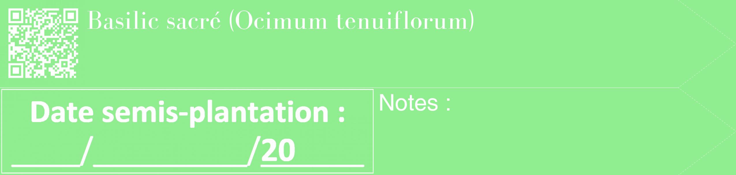 Étiquette de : Ocimum tenuiflorum - format c - style blanche15_simple_simplebod avec qrcode et comestibilité
