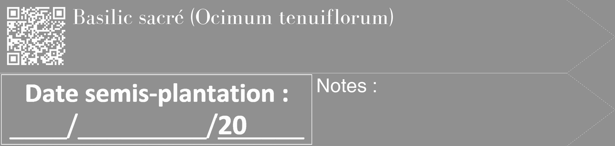 Étiquette de : Ocimum tenuiflorum - format c - style blanche4_simple_simplebod avec qrcode et comestibilité