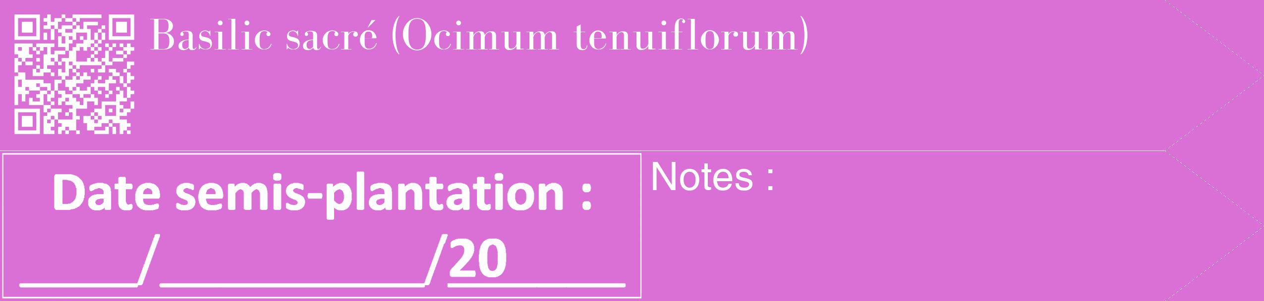 Étiquette de : Ocimum tenuiflorum - format c - style blanche52_simple_simplebod avec qrcode et comestibilité