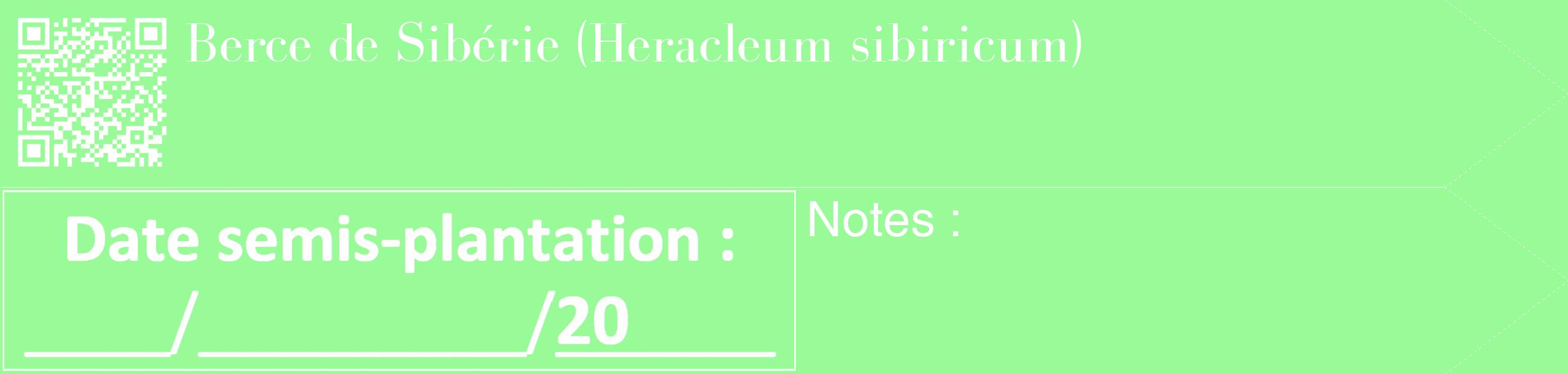 Étiquette de : Heracleum sibiricum - format c - style blanche14_simple_simplebod avec qrcode et comestibilité