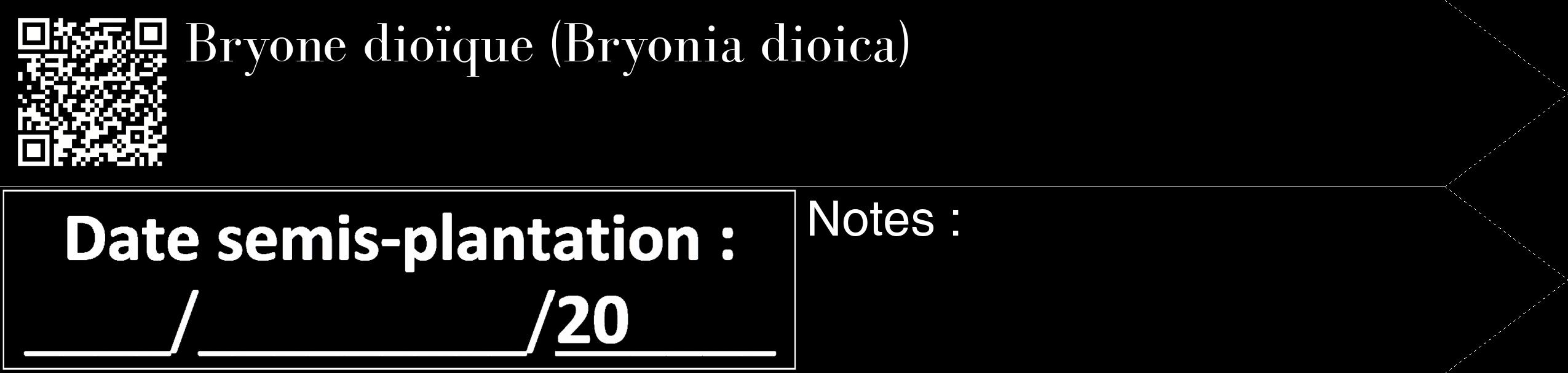 Étiquette de : Bryonia dioica - format c - style blanche59_simple_simplebod avec qrcode et comestibilité