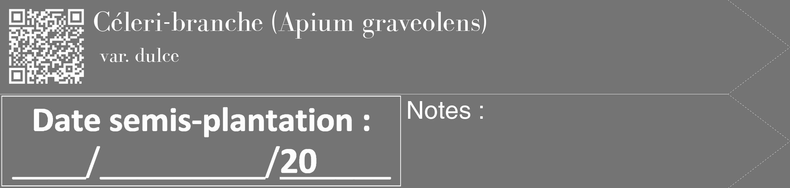 Étiquette de : Apium graveolens var. dulce - format c - style blanche26_simple_simplebod avec qrcode et comestibilité