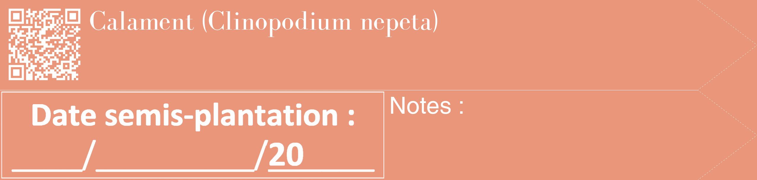Étiquette de : Clinopodium nepeta - format c - style blanche37_simple_simplebod avec qrcode et comestibilité