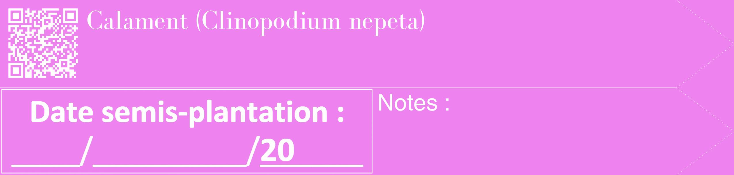 Étiquette de : Clinopodium nepeta - format c - style blanche53_simple_simplebod avec qrcode et comestibilité