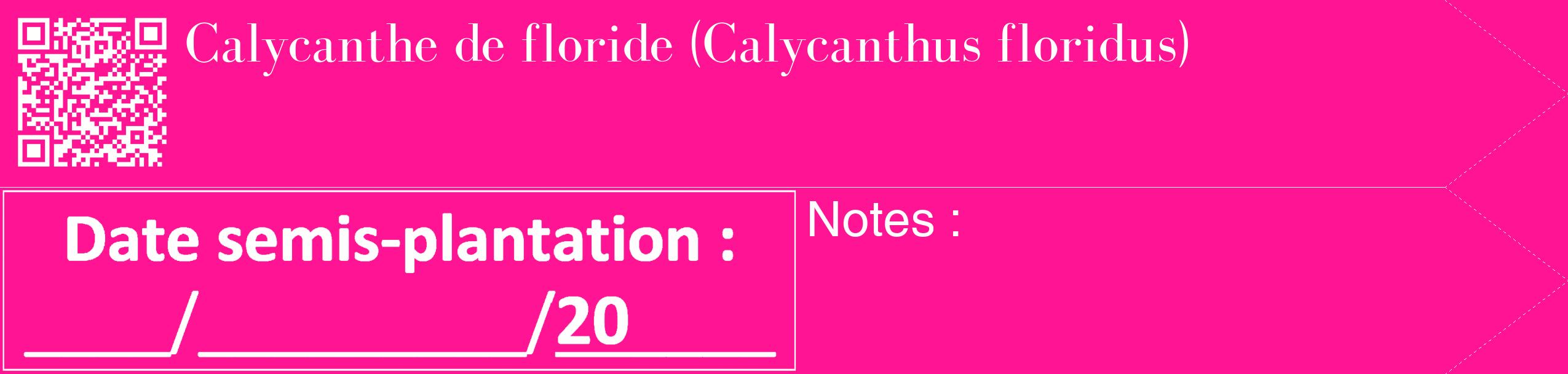 Étiquette de : Calycanthus floridus - format c - style blanche43_simple_simplebod avec qrcode et comestibilité