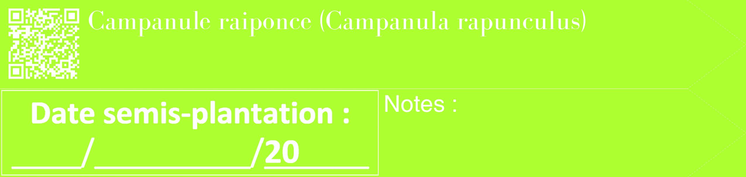 Étiquette de : Campanula rapunculus - format c - style blanche17_simple_simplebod avec qrcode et comestibilité
