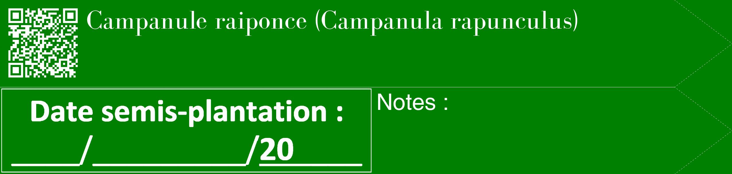 Étiquette de : Campanula rapunculus - format c - style blanche9_simple_simplebod avec qrcode et comestibilité