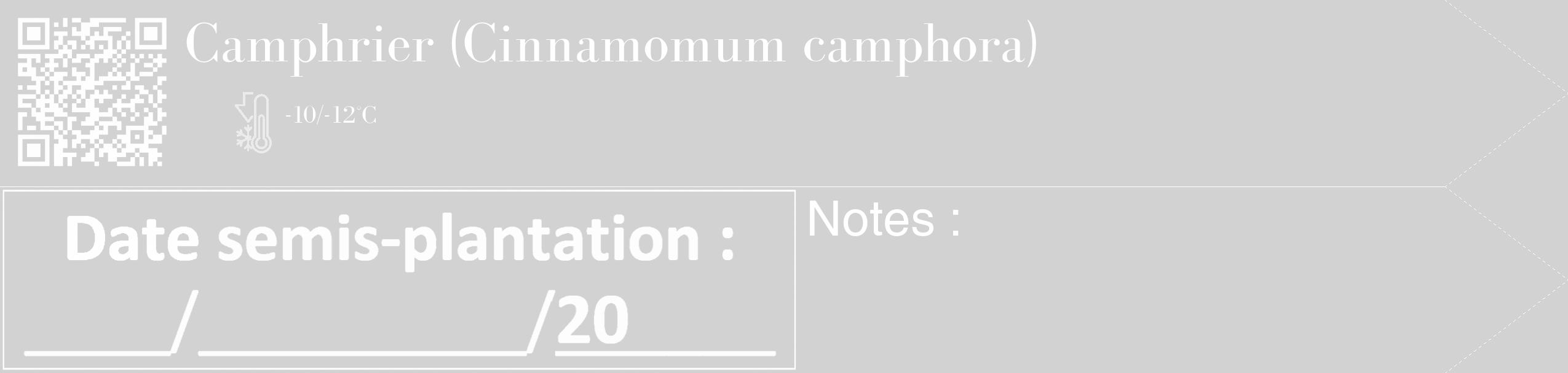 Étiquette de : Cinnamomum camphora - format c - style blanche14_simple_simplebod avec qrcode et comestibilité