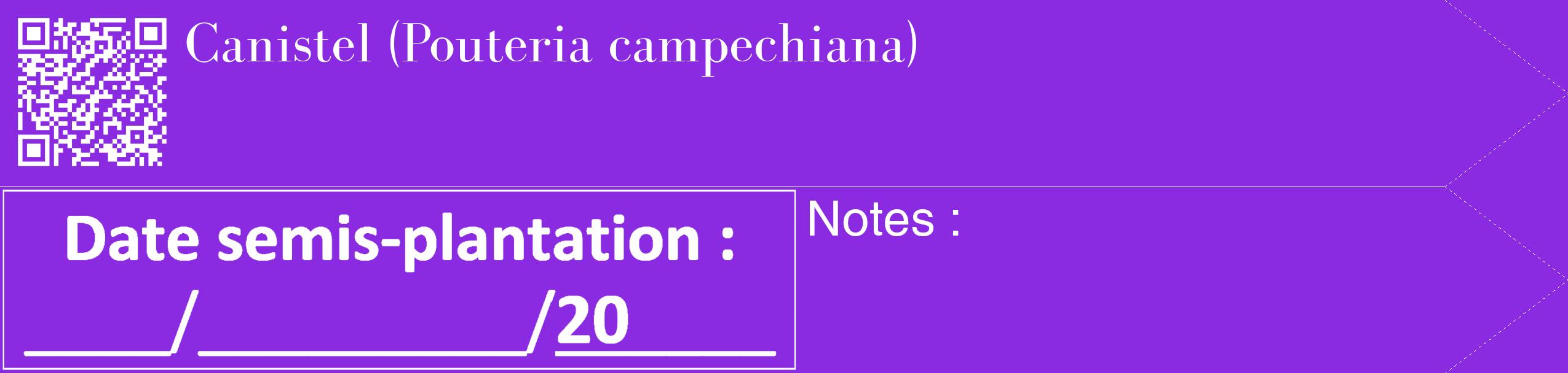 Étiquette de : Pouteria campechiana - format c - style blanche49_simple_simplebod avec qrcode et comestibilité