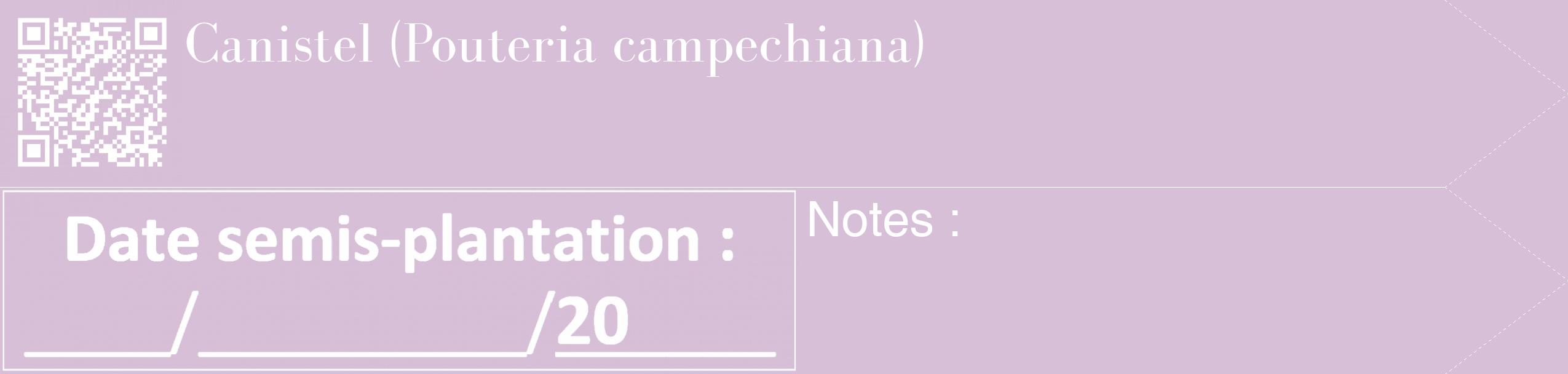 Étiquette de : Pouteria campechiana - format c - style blanche54_simple_simplebod avec qrcode et comestibilité