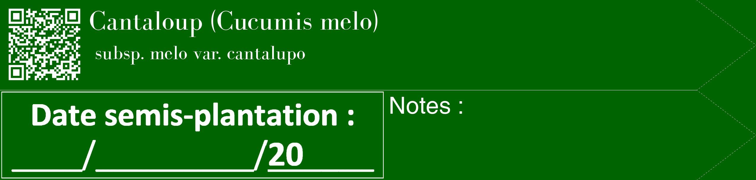 Étiquette de : Cucumis melo subsp. melo var. cantalupo - format c - style blanche8_simple_simplebod avec qrcode et comestibilité