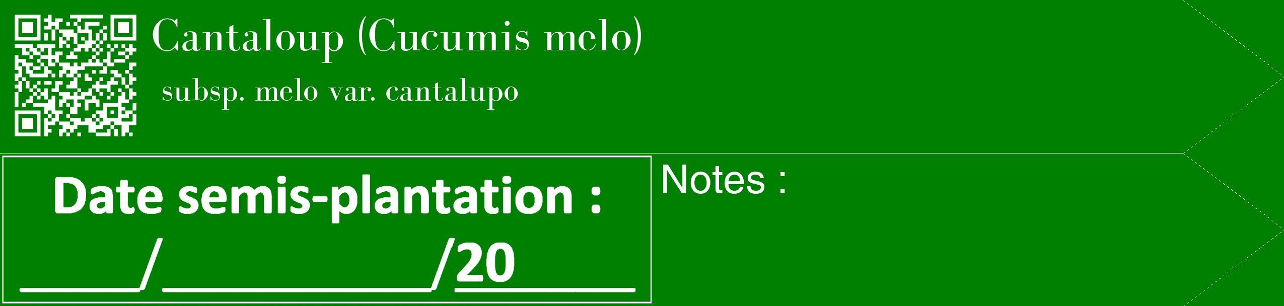 Étiquette de : Cucumis melo subsp. melo var. cantalupo - format c - style blanche9_simple_simplebod avec qrcode et comestibilité