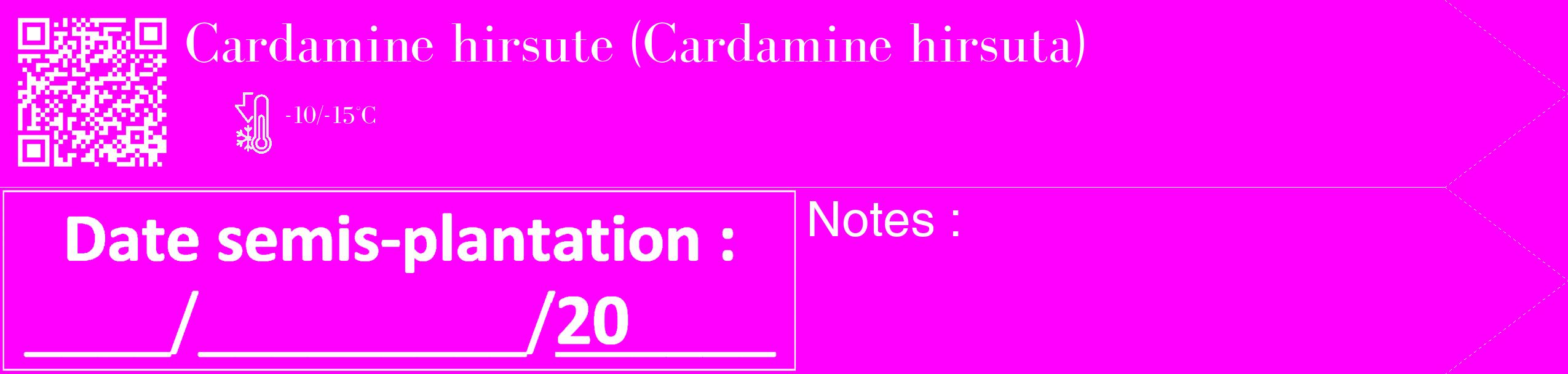 Étiquette de : Cardamine hirsuta - format c - style blanche51_simple_simplebod avec qrcode et comestibilité