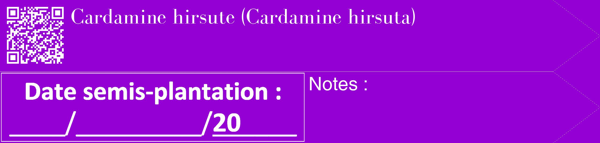Étiquette de : Cardamine hirsuta - format c - style blanche48_simple_simplebod avec qrcode et comestibilité