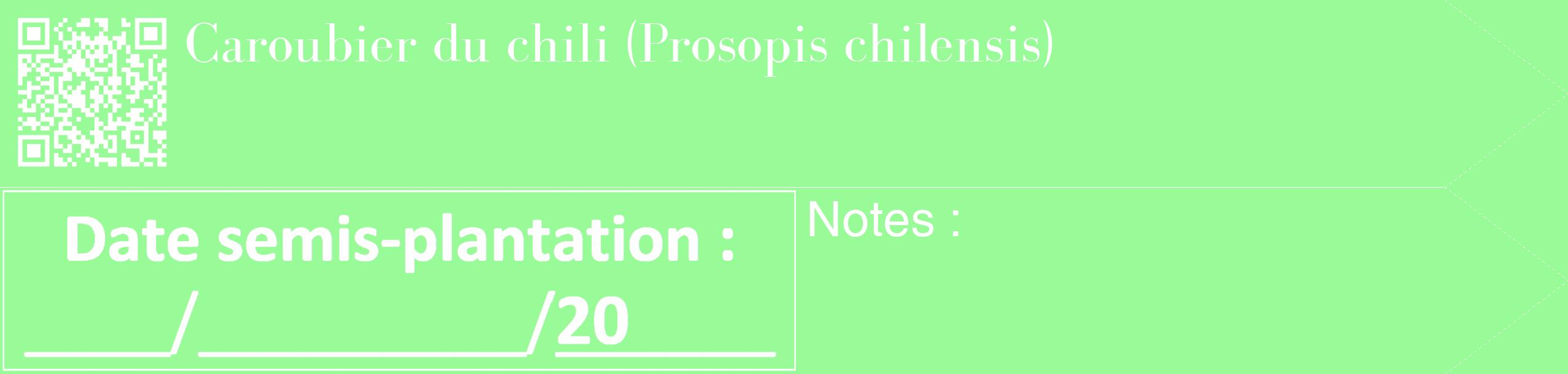 Étiquette de : Prosopis chilensis - format c - style blanche14_simple_simplebod avec qrcode et comestibilité