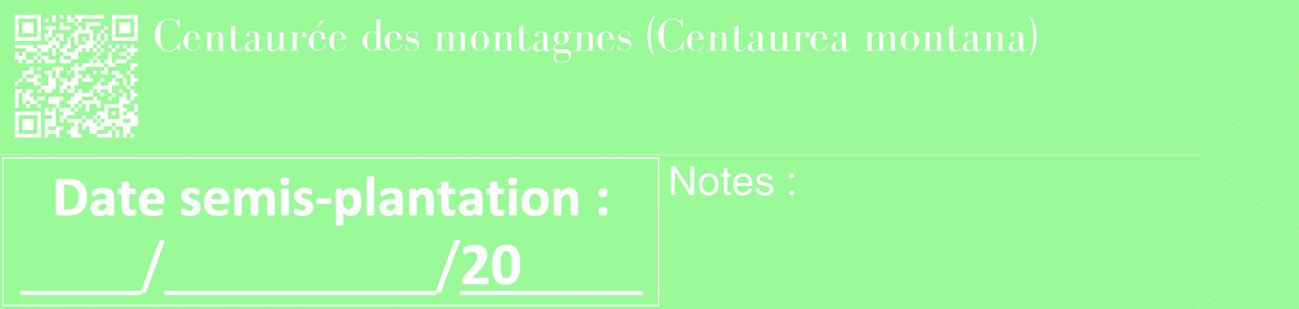 Étiquette de : Centaurea montana - format c - style blanche14_simple_simplebod avec qrcode et comestibilité