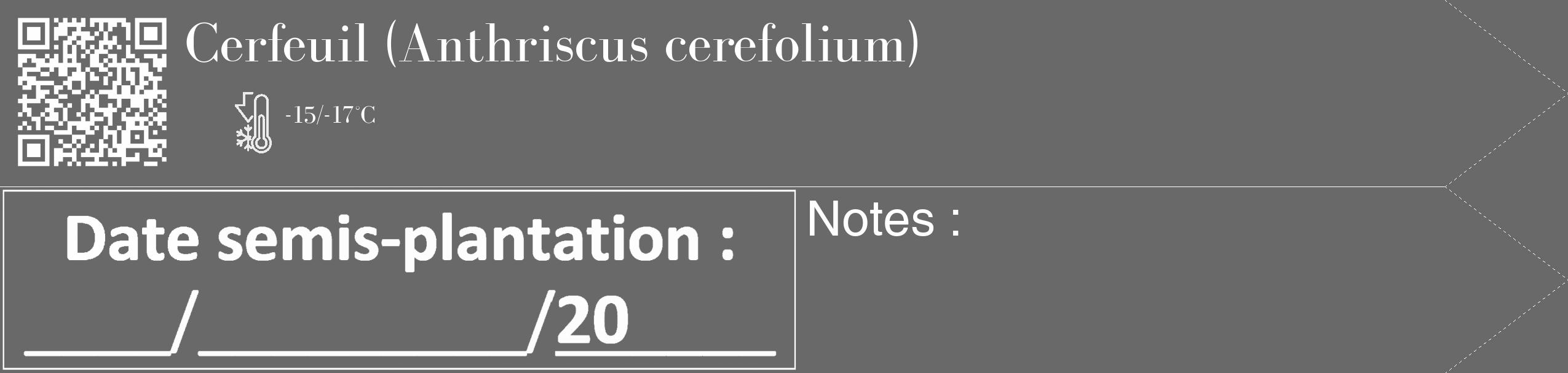 Étiquette de : Anthriscus cerefolium - format c - style blanche11_simple_simplebod avec qrcode et comestibilité