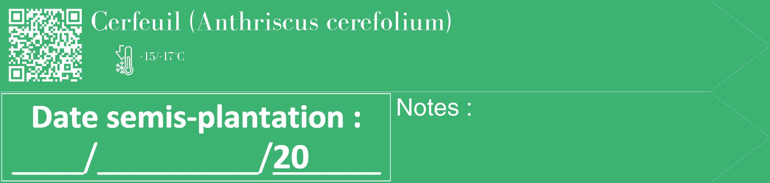 Étiquette de : Anthriscus cerefolium - format c - style blanche12_simple_simplebod avec qrcode et comestibilité
