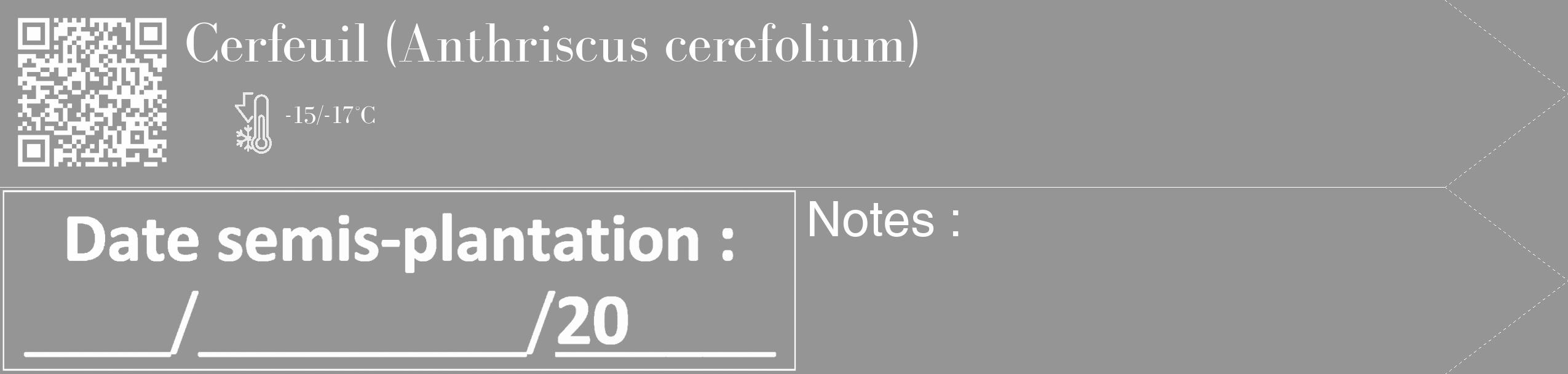 Étiquette de : Anthriscus cerefolium - format c - style blanche16_simple_simplebod avec qrcode et comestibilité