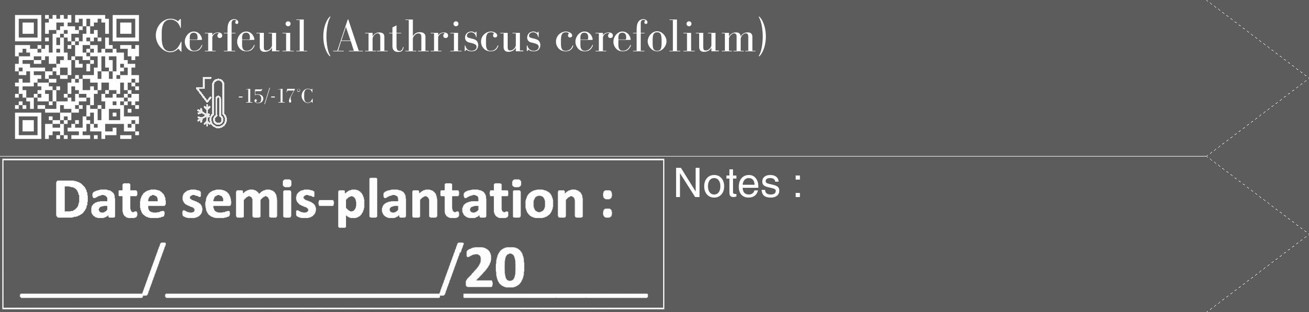 Étiquette de : Anthriscus cerefolium - format c - style blanche49_simple_simplebod avec qrcode et comestibilité