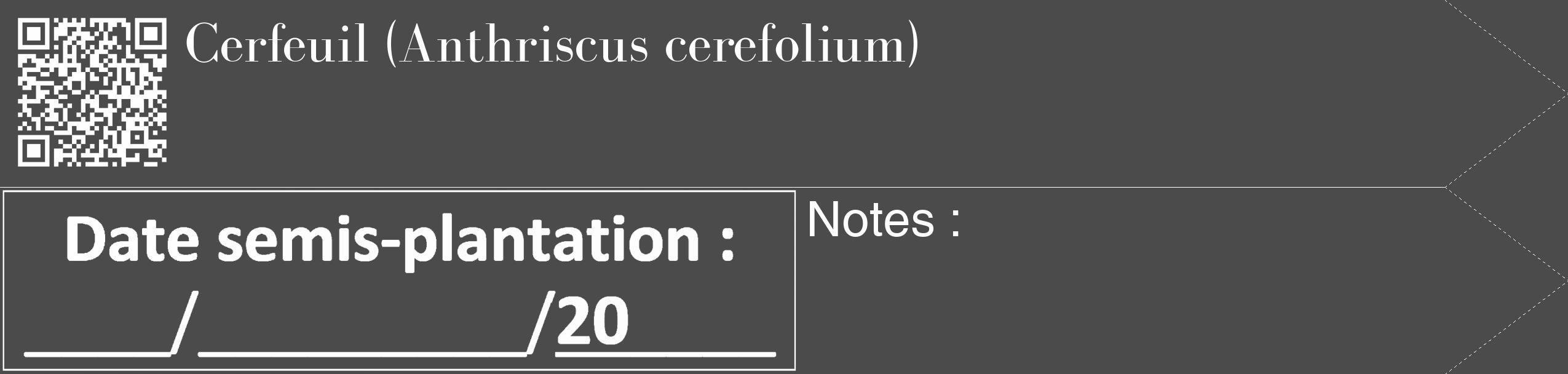 Étiquette de : Anthriscus cerefolium - format c - style blanche9_simple_simplebod avec qrcode et comestibilité