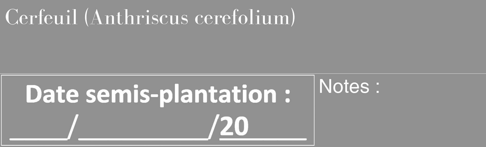 Étiquette de : Anthriscus cerefolium - format c - style blanche4_basique_basiquebod avec comestibilité