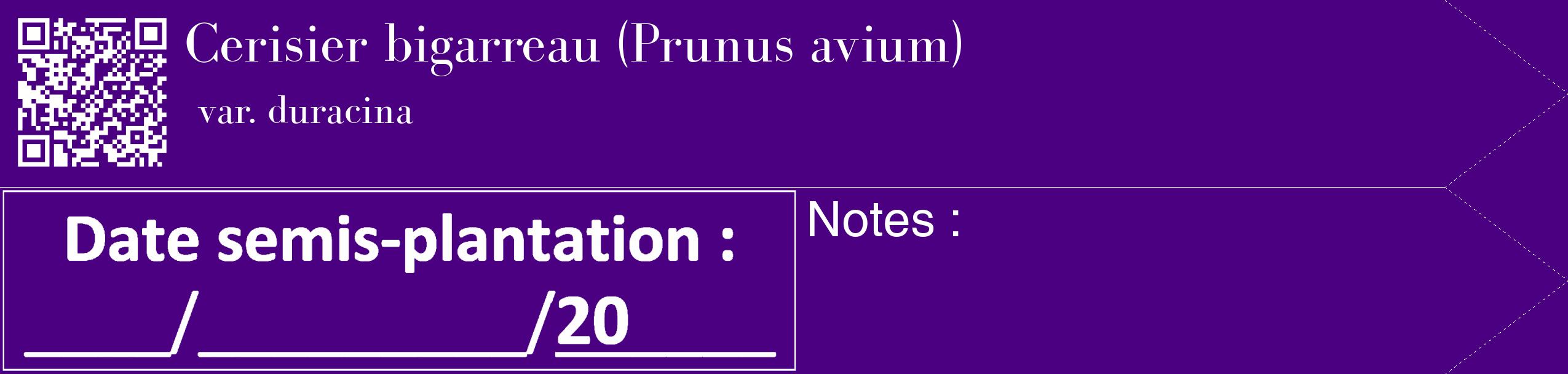 Étiquette de : Prunus avium var. duracina - format c - style blanche47_simple_simplebod avec qrcode et comestibilité