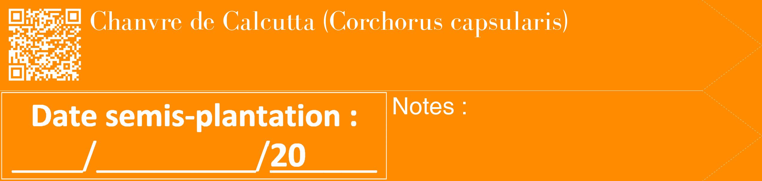 Étiquette de : Corchorus capsularis - format c - style blanche23_simple_simplebod avec qrcode et comestibilité