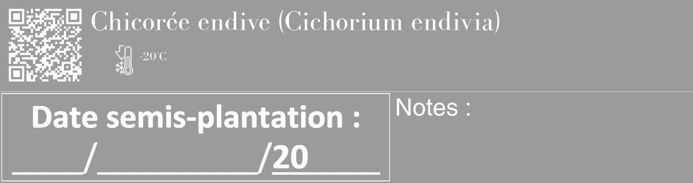 Étiquette de : Cichorium endivia - format c - style blanche52_basique_basiquebod avec qrcode et comestibilité
