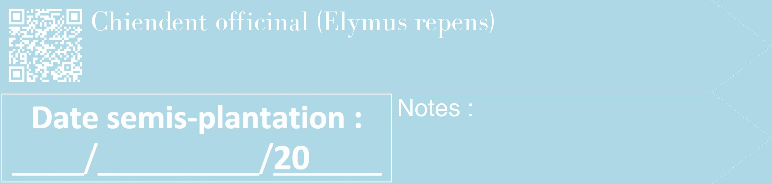 Étiquette de : Elymus repens - format c - style blanche0_simple_simplebod avec qrcode et comestibilité