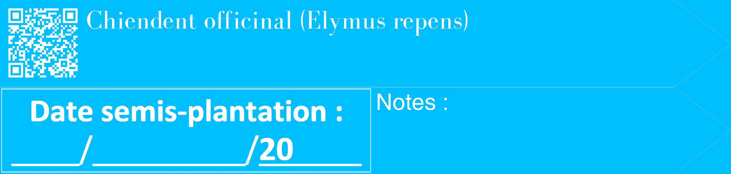 Étiquette de : Elymus repens - format c - style blanche2_simple_simplebod avec qrcode et comestibilité