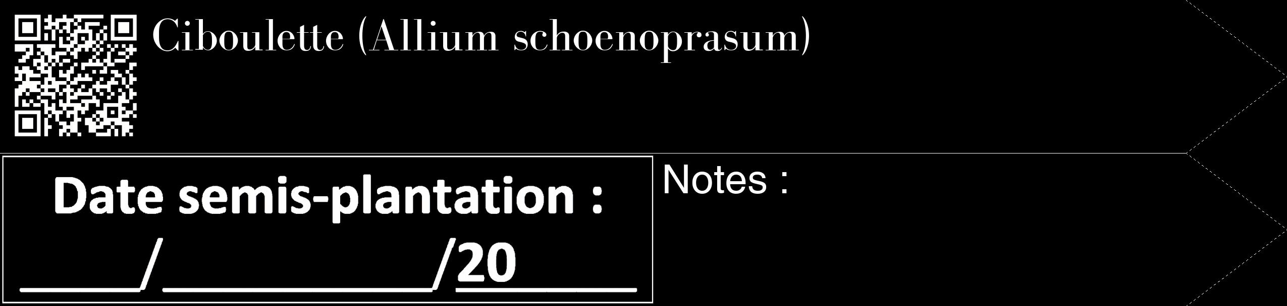Étiquette de : Allium schoenoprasum - format c - style blanche59_simple_simplebod avec qrcode et comestibilité