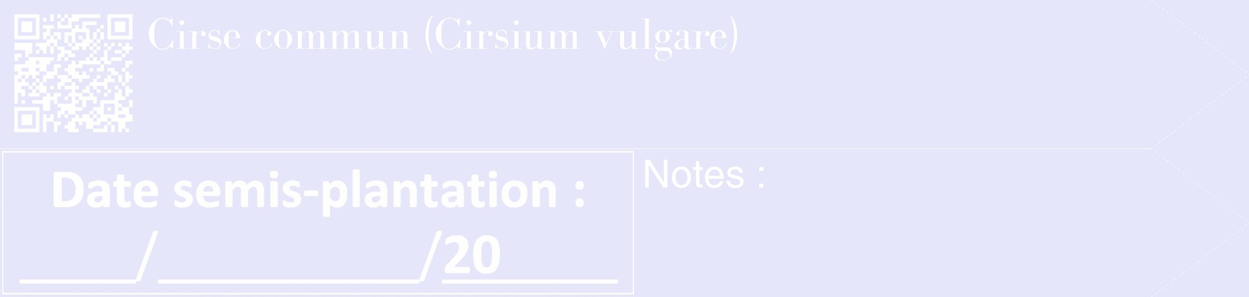 Étiquette de : Cirsium vulgare - format c - style blanche55_simple_simplebod avec qrcode et comestibilité