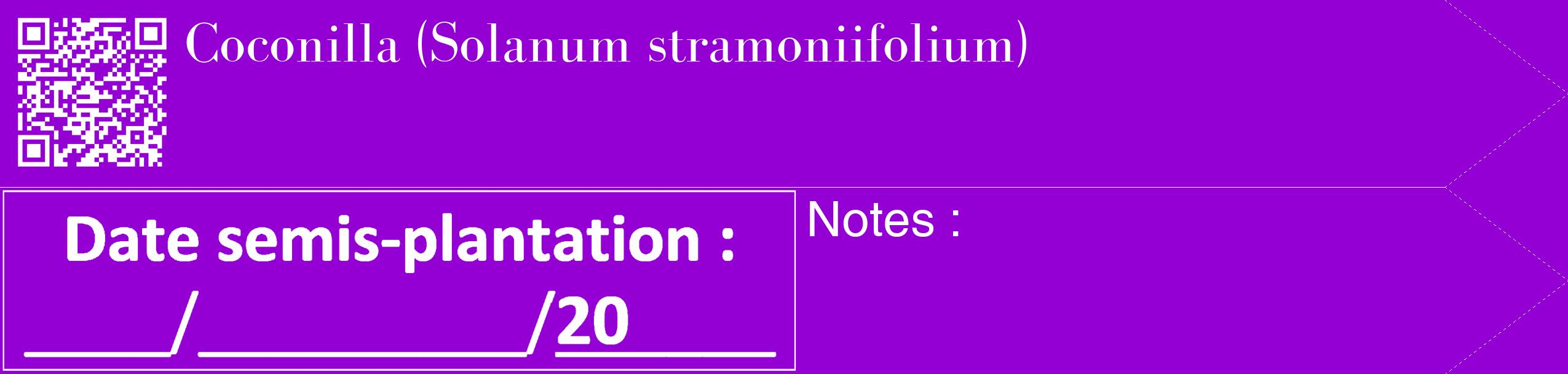 Étiquette de : Solanum stramoniifolium - format c - style blanche48_simple_simplebod avec qrcode et comestibilité
